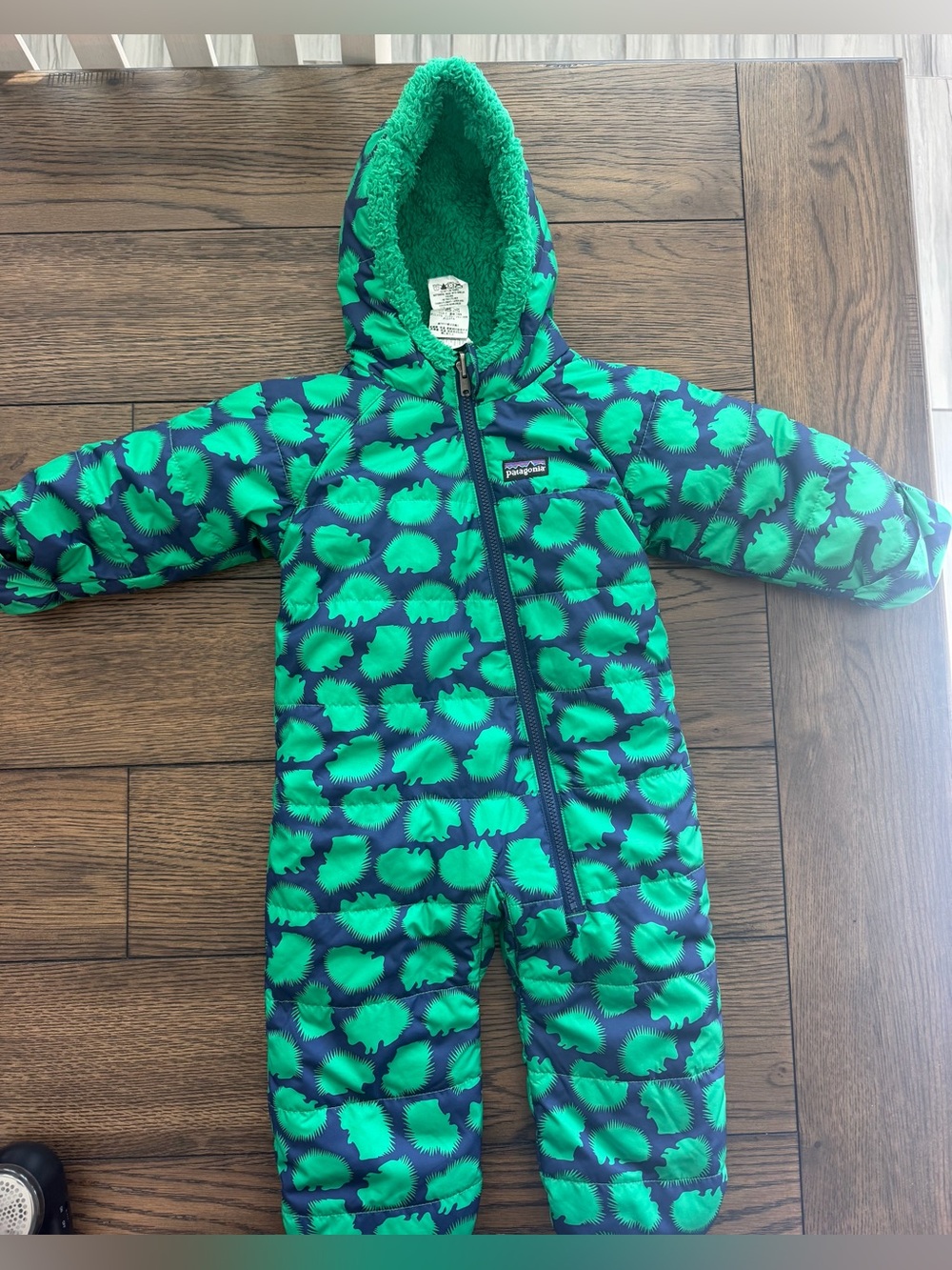 Patagonia Baby Reversible Fleece Bunting Snowsuit Green - 6 Months
